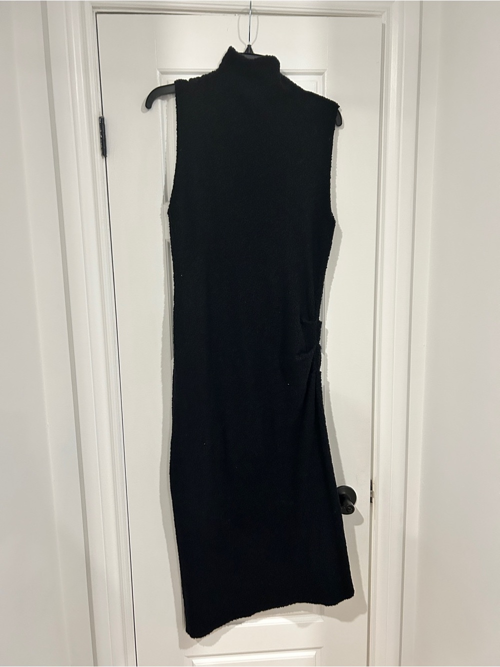 Helmut lang merino wool boucle style midi fitted dress in black size large - Picture 15 of 16